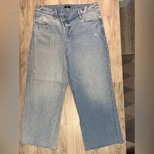 Express V Front Double Button Wide Leg High Rise Jeans